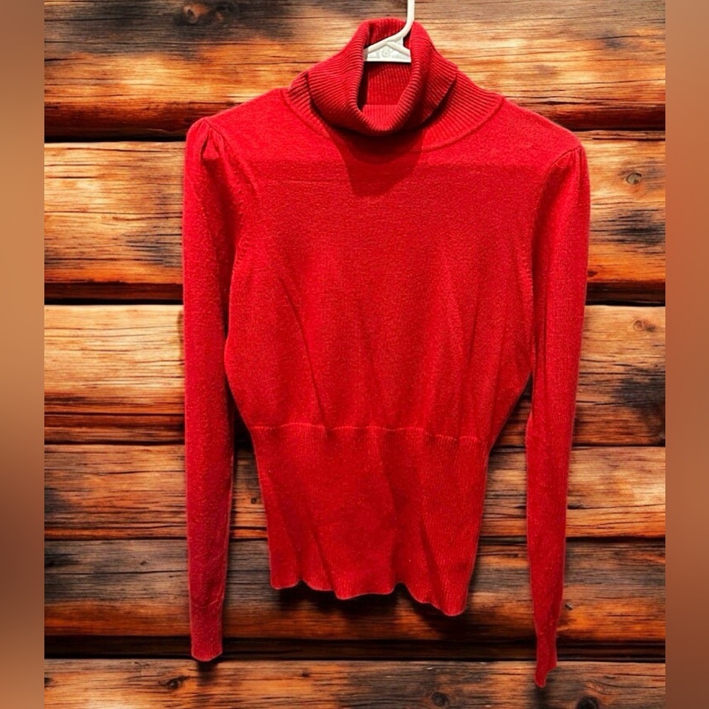 Red Turtleneck Sweater LARGE 16in pit to pit